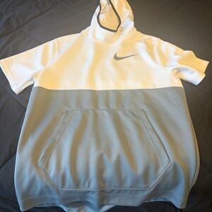 Nike Short Sleeve Pullover Hoodie - White & Light Gray